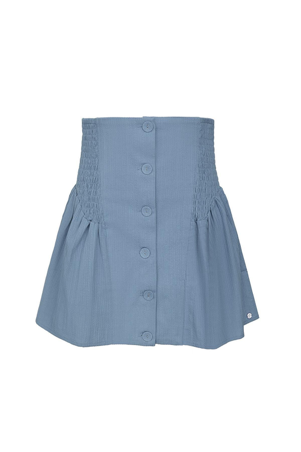 Stretchrok met plooi - Blauw
