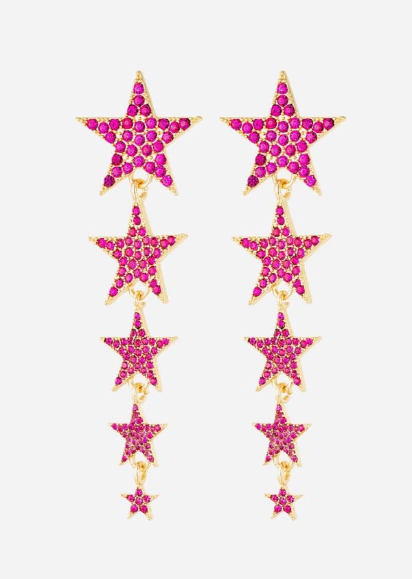 Oorbellen Shiney Stars - Fuchsia