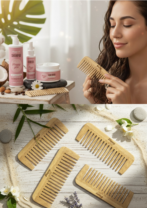 Peine bambú dientes anchos