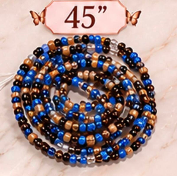 Royal blue/Brown /clear and tan 45 inch