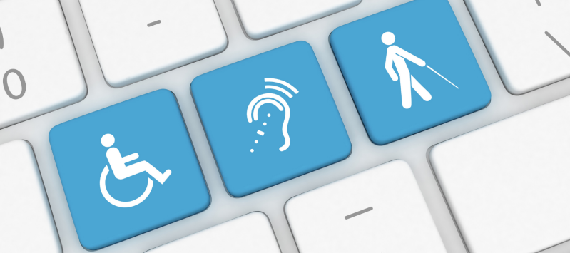 Keyboard with accessibility icons on the keys