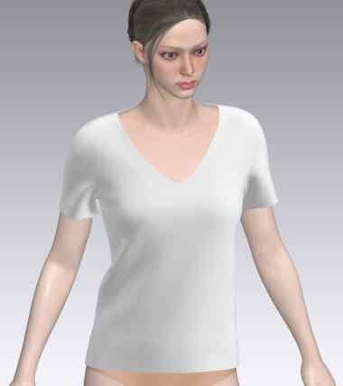 Modèle Corsage de Base Maille Stretch + et Manches courtes T38 pour Clo 3D au format Dxf et Zprj -  sans pinces