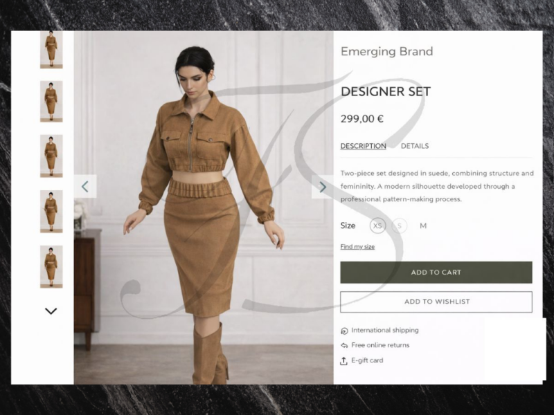 Modélisation CLO 3D -Ensemble Femme en Suède - Blouson et Jupe - Florence Sélaudoux - Fashion Designer 