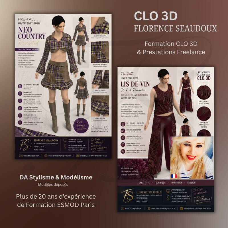 Portfolio CLO 3D – exemples de stylisme, modélisme et réalisations 3D de Florence Sélaudoux