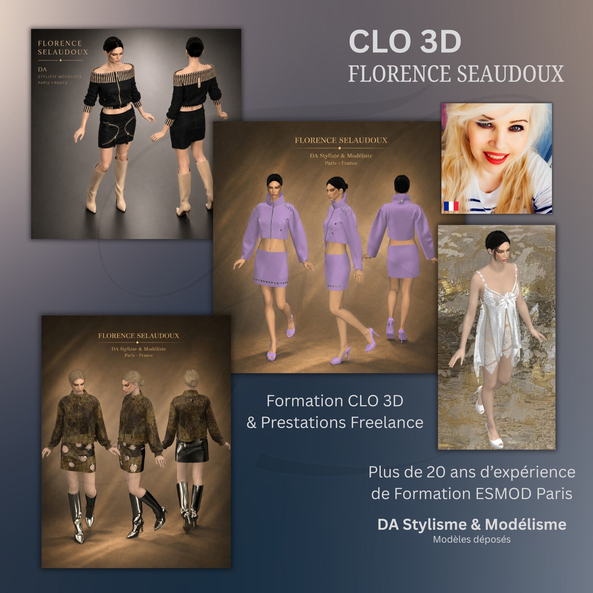 Créations de mode réalisées avec CLO 3D – Florence Sélaudoux styliste modéliste à Paris