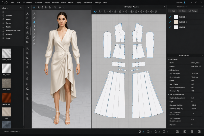 Grâce à CLO 3D, les ajustements peuvent être effectués directement sur un avatar virtuel réaliste.