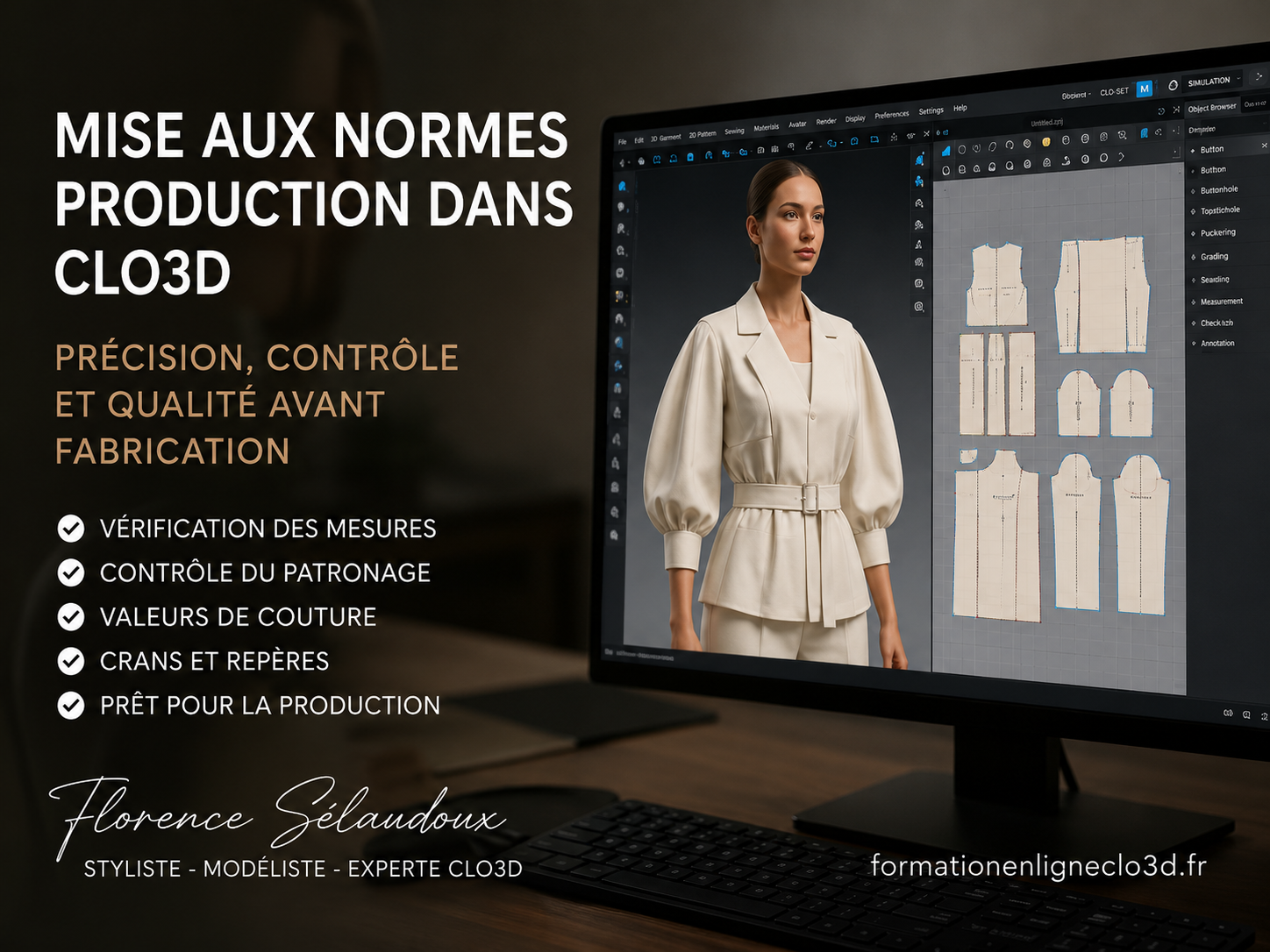 Mise aux normes production d’un modèle dans CLO 3D avec vérification du patronage et des mesures