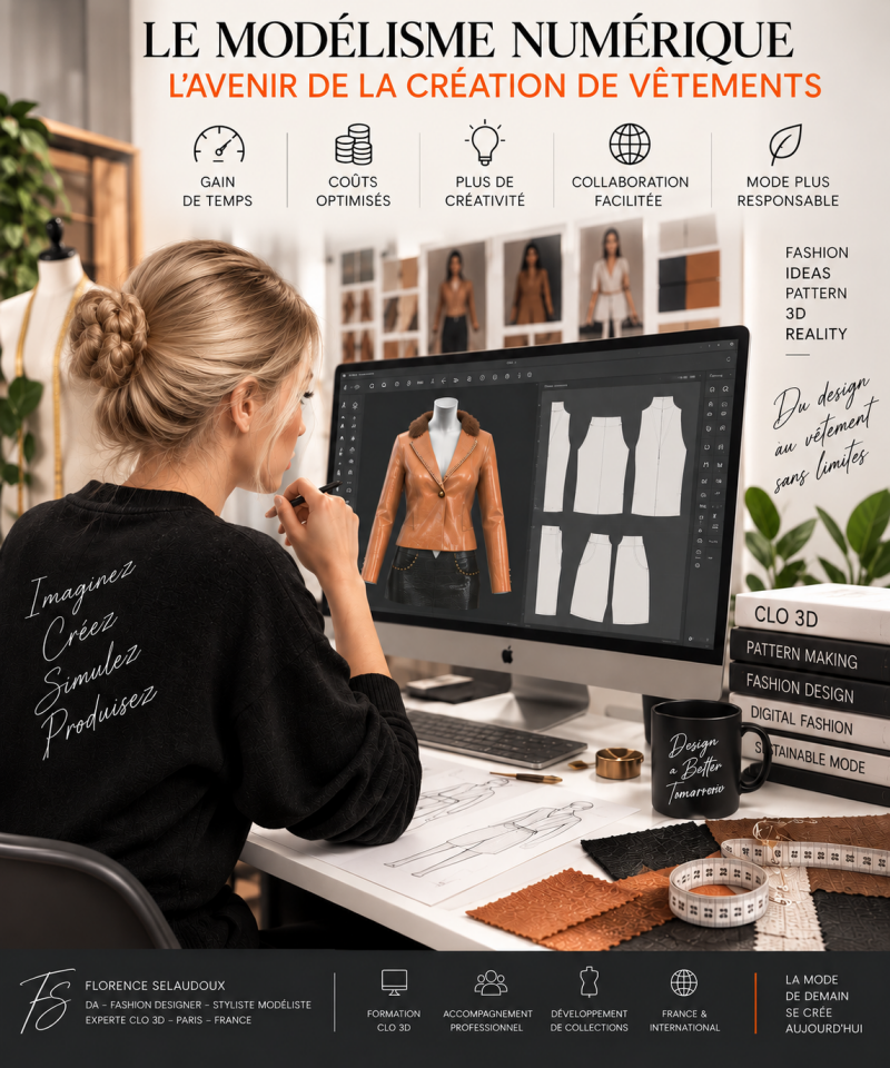 Modélisme numérique avec CLO 3D – création de vêtements, patrons numériques et développement de collection avec Florence Sélaudoux