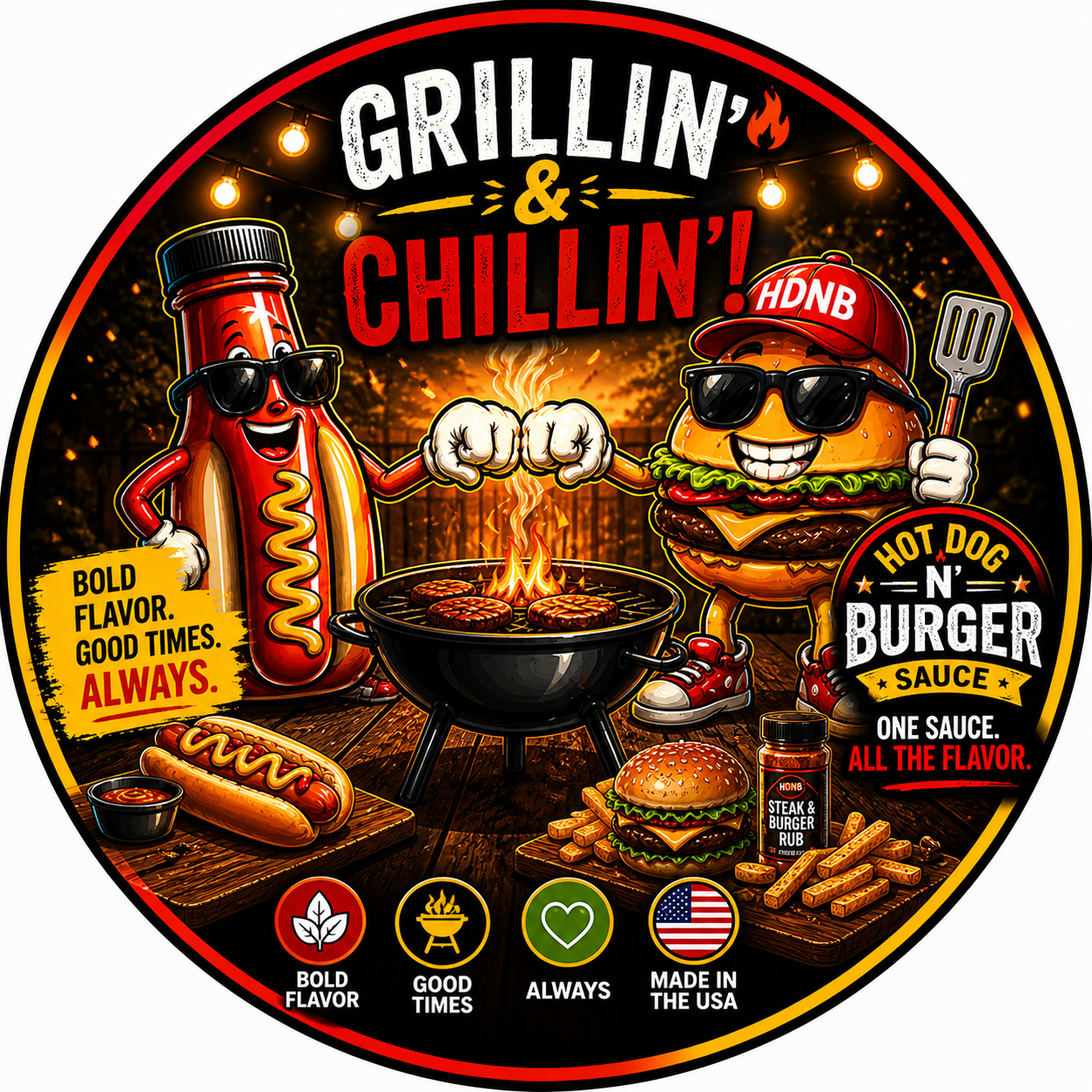 Grillin and Chillin 3x3 Sticker