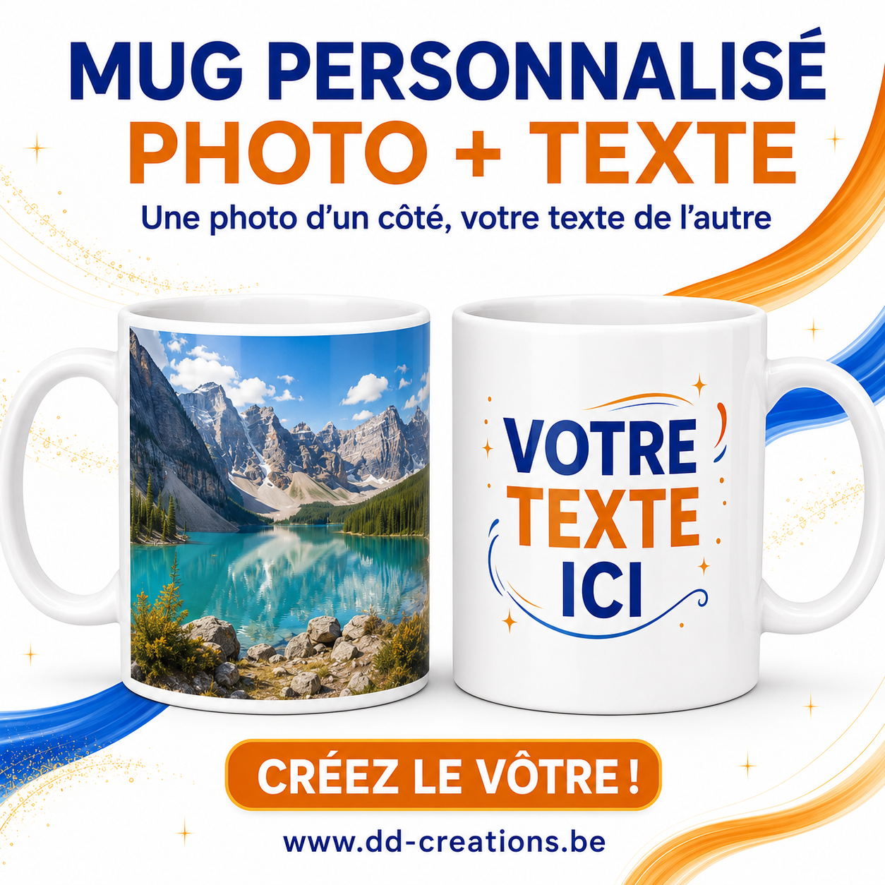Personnalisez votre mug avec une photo + le texte de votre choix ( Mug blanc classique)