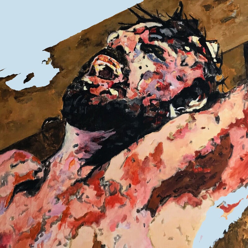 Jesus is crucified again, 80x140cm, Acrylic on canvas