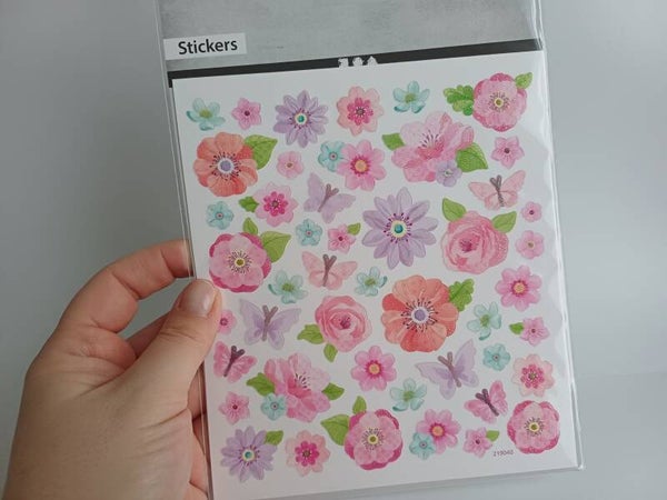 Sticker vel Roze bloemen