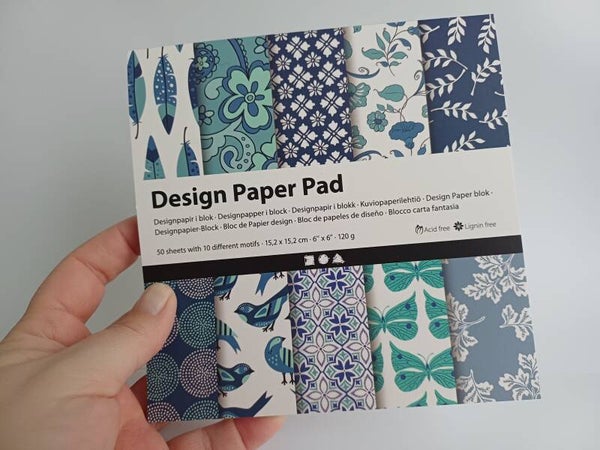 Design papierblok blauw