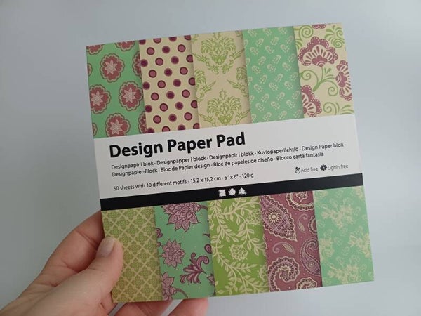 Design papierblok mint groen paars