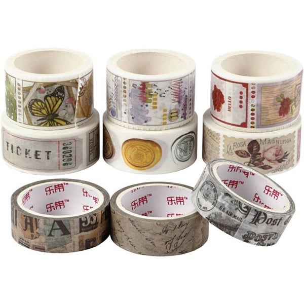 Washi tape rol 9 stuks