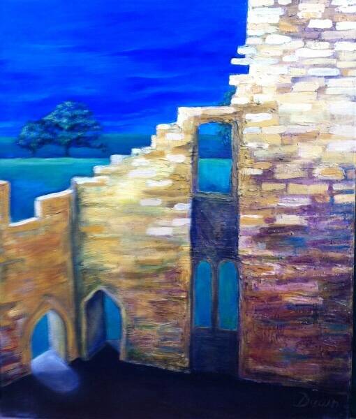 Beyond the Castle Wall - Oil on canvas 23x20in - Private collection USA
