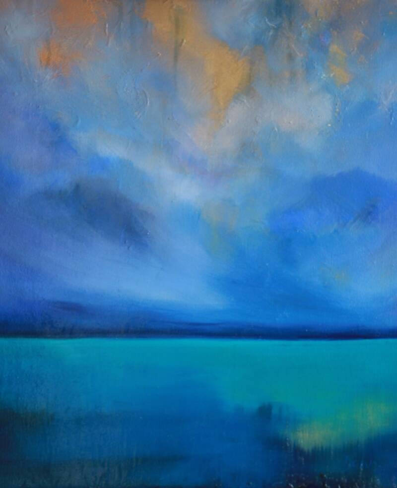 The Alchemy of Clouds - Oil and metal leaf on canvas 60x50cm - Private collection UK