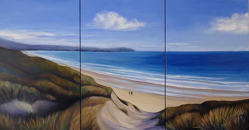 Laughter on the Wind - triptych - Oil on 3 canvases 97x180cm - Private commission UK 