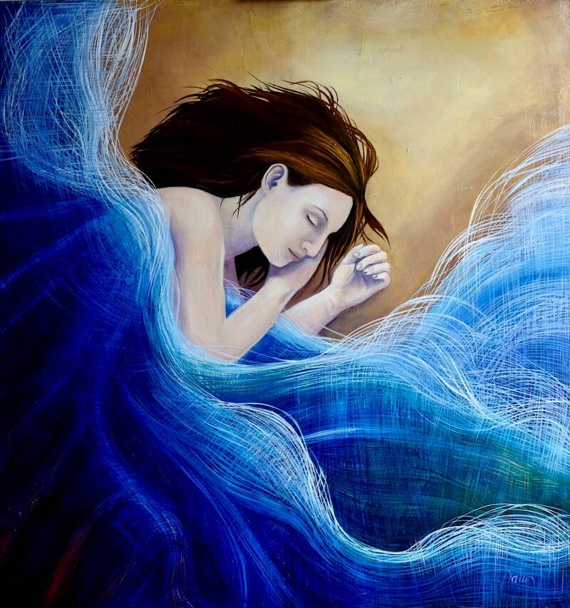 Dreaming of the Ocean - Oil on canvas 36x34” Private collection USA