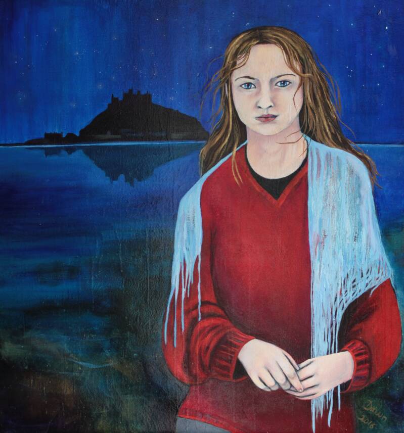 Her Blue Shawl - Oil on canvas 32x30&quot; Private collection UK
