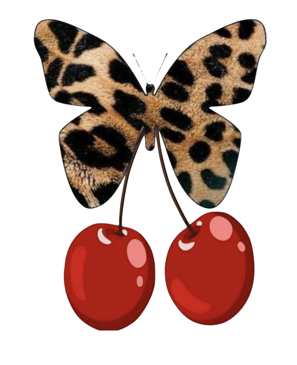 PAPILLON CERISE LEOPARD