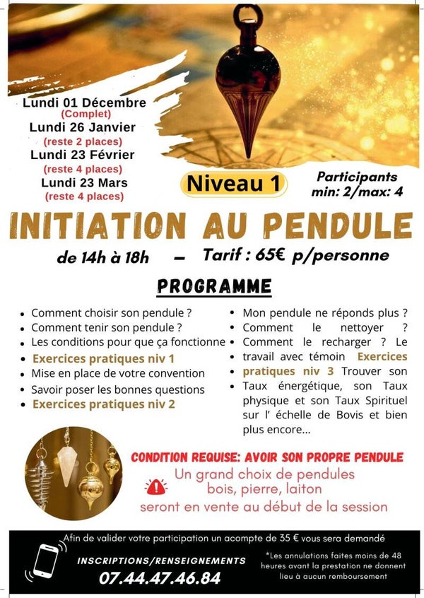 ATELIER  INITIATION  AU PENDULE 4H