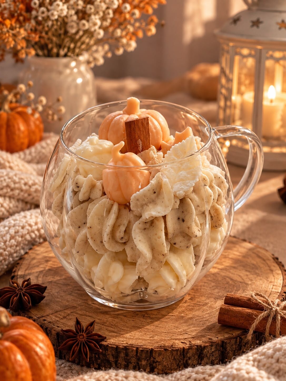 Ručno rađena sveća od sojinog voska PUMPKIN LATTE sa drvenim fitiljem