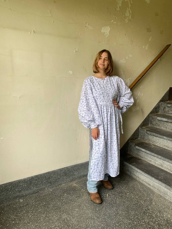 Pinafore Dress flower cotton