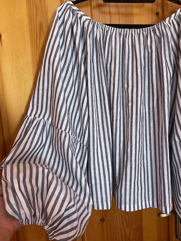 Poppy Blouse striped linen/cotton