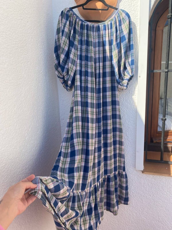 Daisy Dress checked muslin cotton