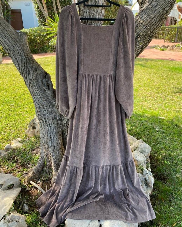 Diana Dress taupe velvet cotton