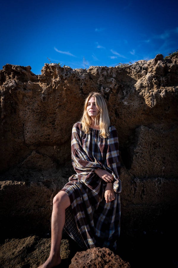 (Pre-order) Poppy Dress checked muslin cotton