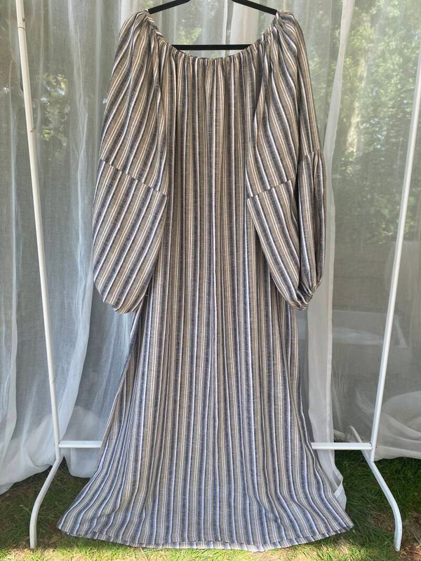 Poppy Dress striped linen/viscose