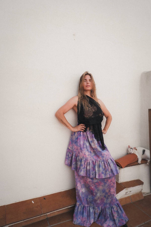 Floral maxi ruffle skirt