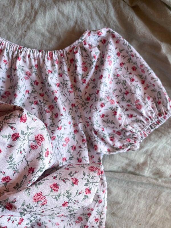 Sweetheart Dress floral cotton rose