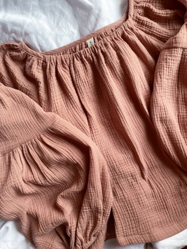 Poppy Blouse old pink muslin cotton