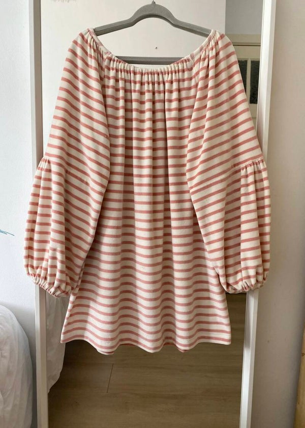 Poppy Dress striped cotton velvet