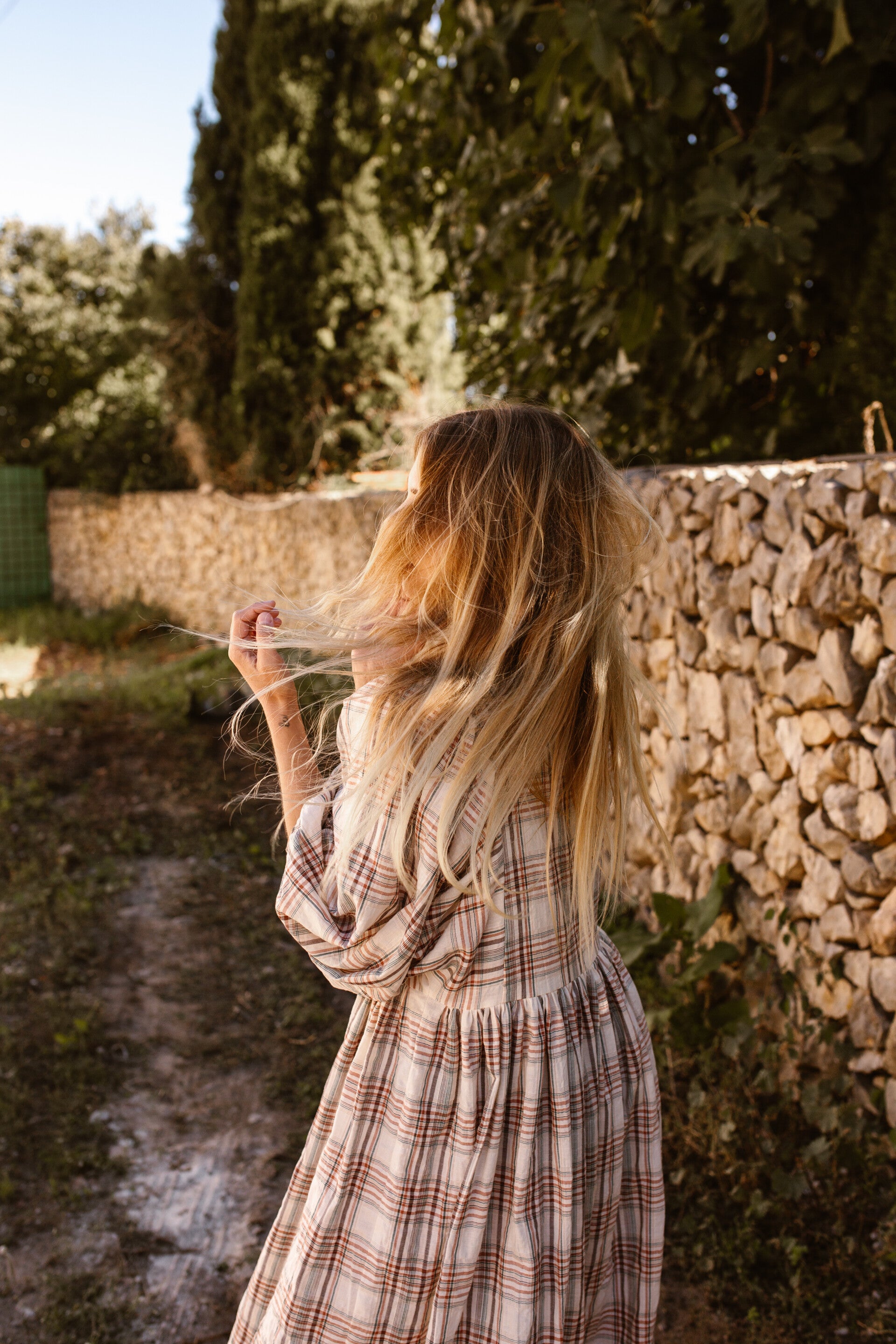 Checked cotton dress