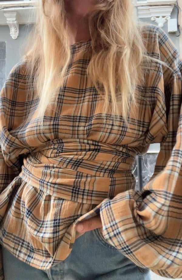 Lena Blouse checked muslin cotton