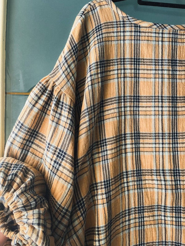 Lena Blouse checked muslin cotton