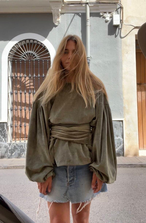 Lena Blouse green velvet