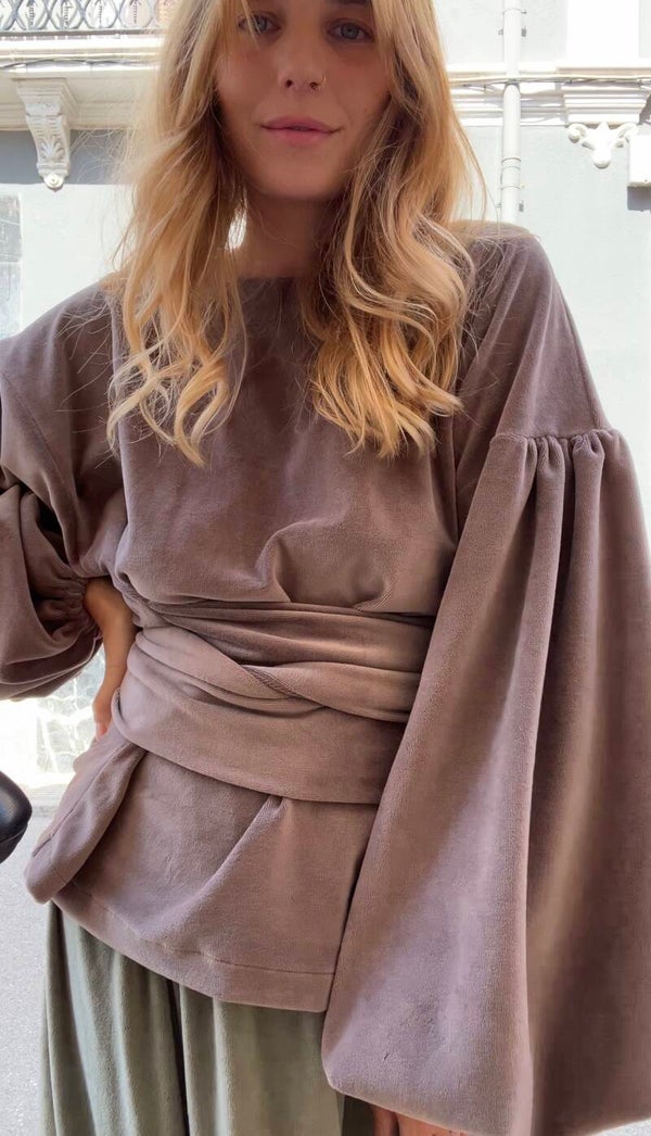 Lena Blouse taupe velvet