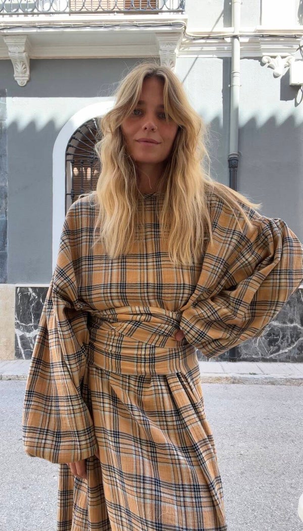 Lena Dress checked muslin cotton