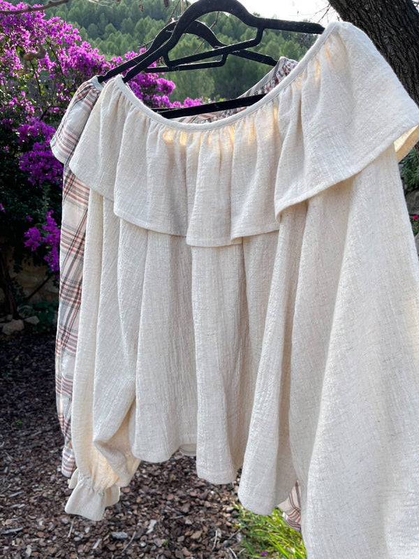 Carmen Blouse linen/cotton slub