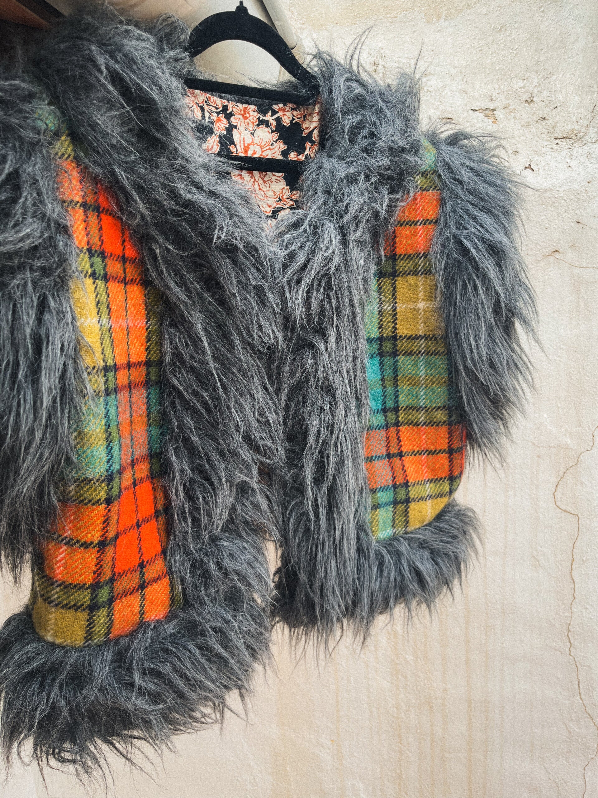 ALINA WAISTCOAT | Checked wool orange