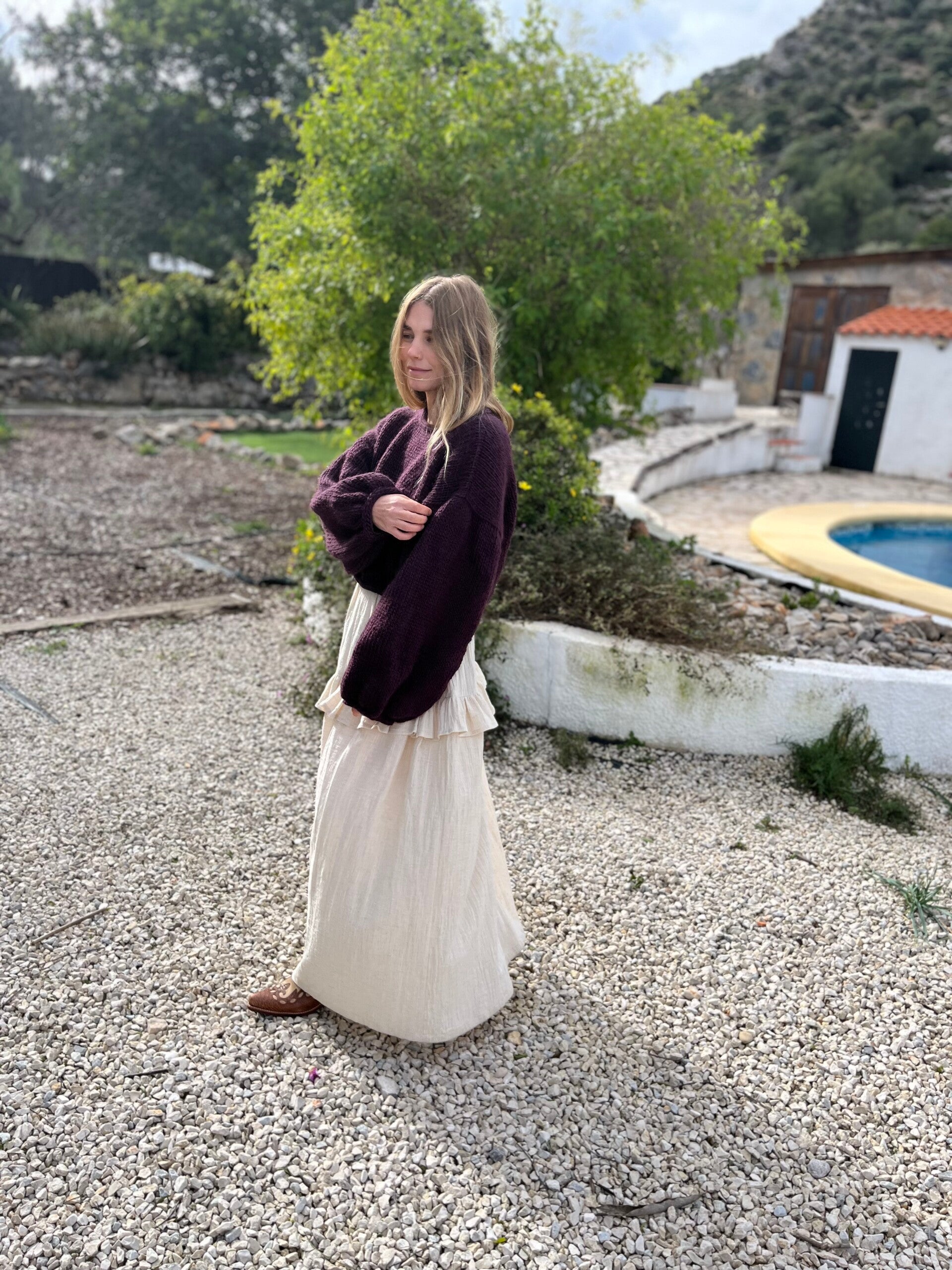 Ruffle Skirt slub cotton/linen