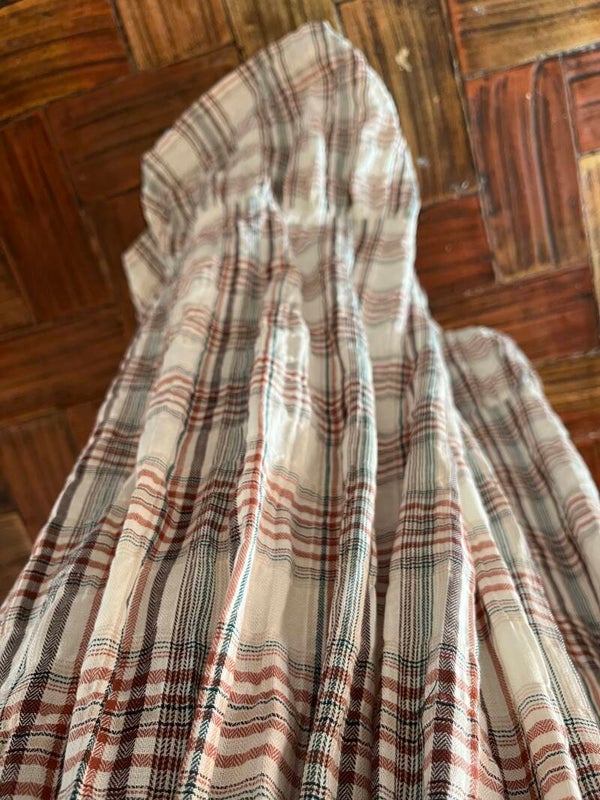 Checked cotton maxi skirt