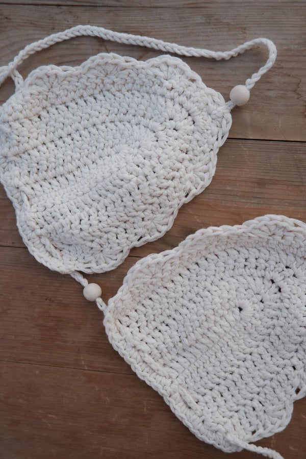 Crochet bikini top off white