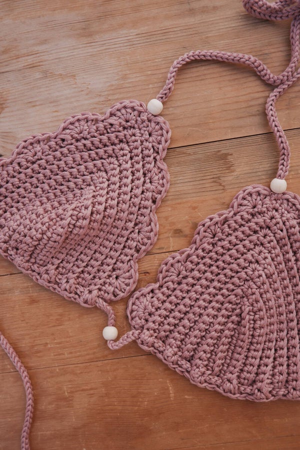 Crochet bikini top mauve