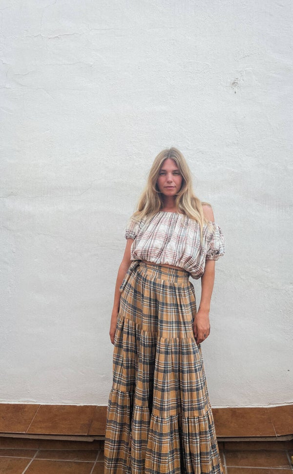 Coco Skirt checked muslin cotton